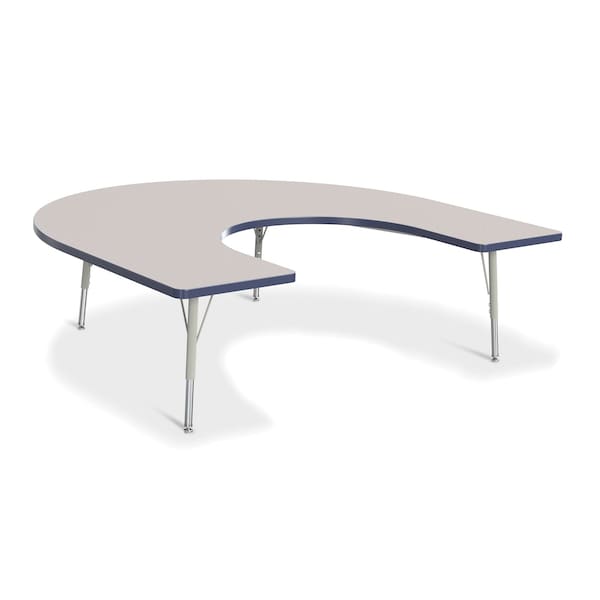 Berries Horseshoe Activity Table, 66 in. x 60 in., E-height, Freckled Gray/Navy/Gray